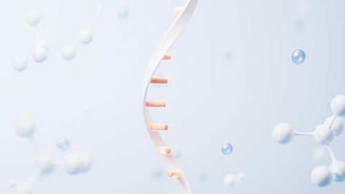 Rotating 3D DNA Helix with Floating Molecular Structures