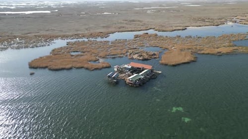 Uros Floating Islands on Lake Titicaca in Peru, South America