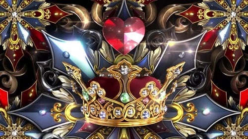 Glimmering Royal Crown and Jewel Heart Loop Background