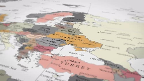 Primer plano de Ucrania en el mapa