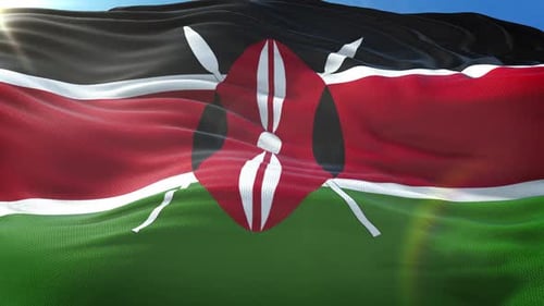 Seamlessly Looping Waving Flag of Kenya