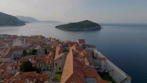 Aerial video of picturesque town of Dubrovnik in Croatia