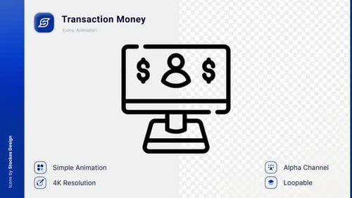 Animated Outline Icon of Online Money Transaction