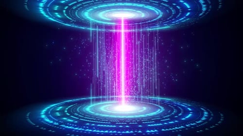 Hud Circle Animation Interfaces, Computer Digital Data Network Background. Bright Light Throughout