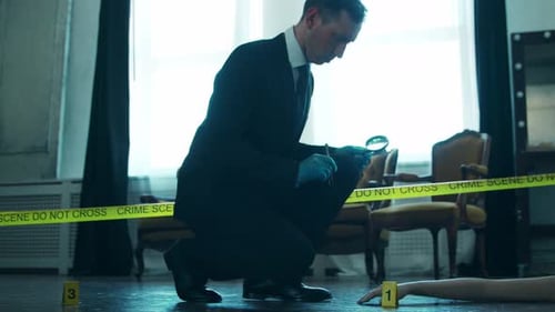 Crime Scene Investigation: Detective Collects Evidence