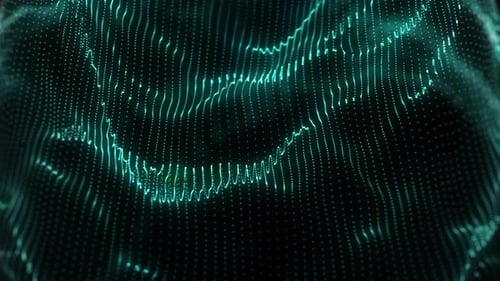 green and pink abstract background with a network grid and particles connected