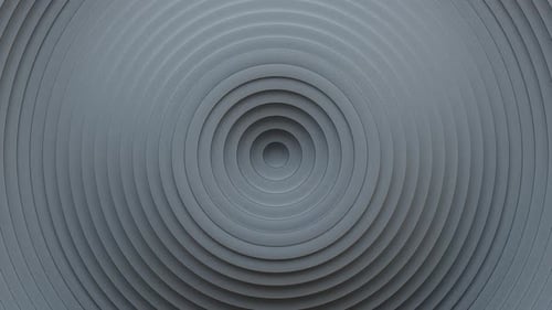 Gray concentric rings with ripple effect. Seamless loop 3D render animation
