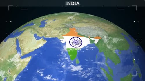 Carte de l'Inde depuis la Terre avec drapeau