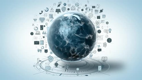 Global Network Connecting Modern Technology and Data Innovation
