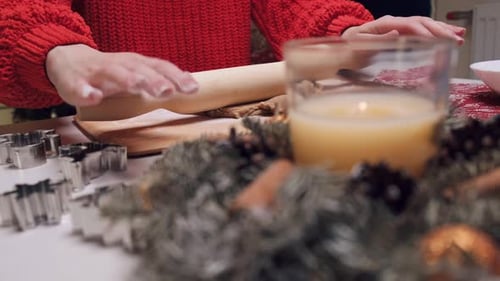Rolling Holiday Cookie Dough at Home at Christmas