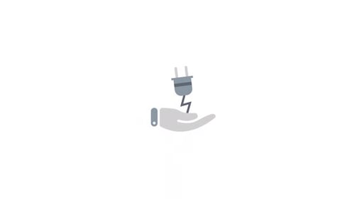Hand Holding Power Plug Flat Design Icon Animation