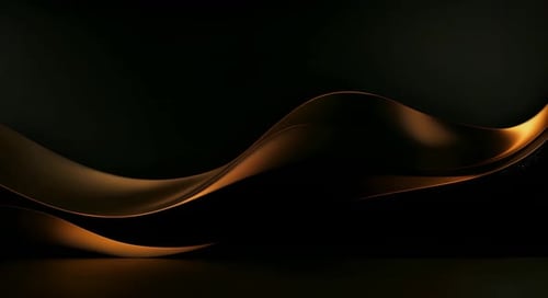 Elegant Dark Background with Abstract Golden Fluid Ribbons Animation