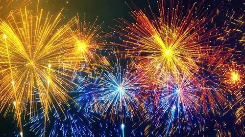 Vibrant Fireworks Display Against Dark Night Sky