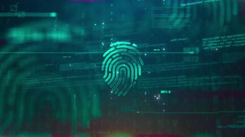 Biometric Fingerprint Scan with Digital Code Technology Background