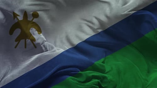Lesotho Flag .Slow Motion Cloth Animation -3D Rendering