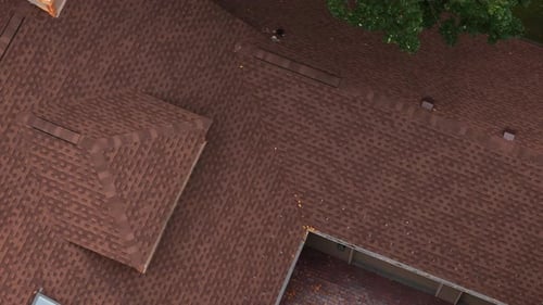 Element of New Roof on an Building Shot on Sunny Day From Drone