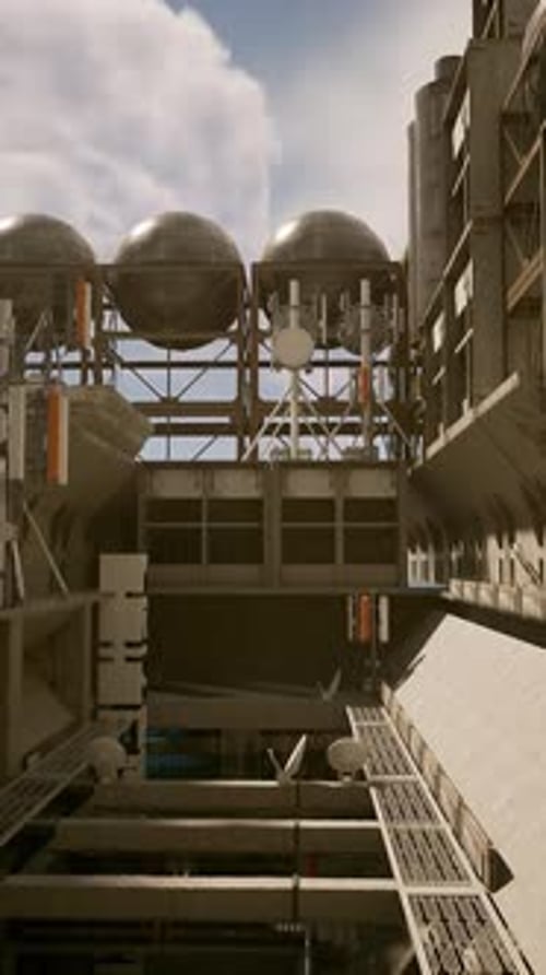 Una zona industrial con un impresionante techo de hormigón