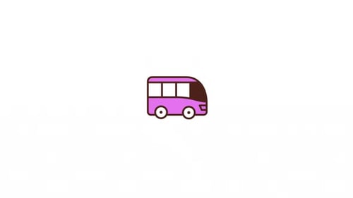 Flat Design Animated Bus Icon