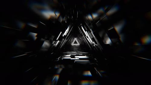 White Infinite Triangle Sci Fi Glitch Tunnel Background VJ Loop In 4K