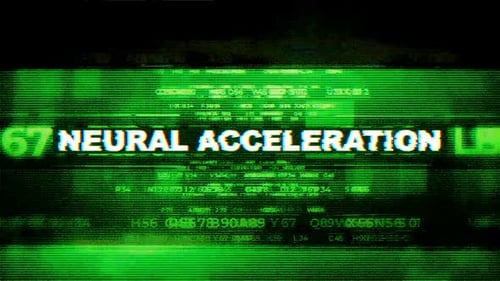 Neural Acceleration Text Reveal with Green Glitch Effect