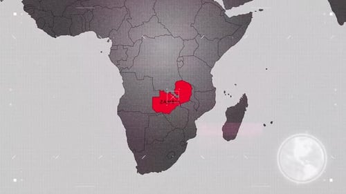 Global Map Animation Highlighting Zambia