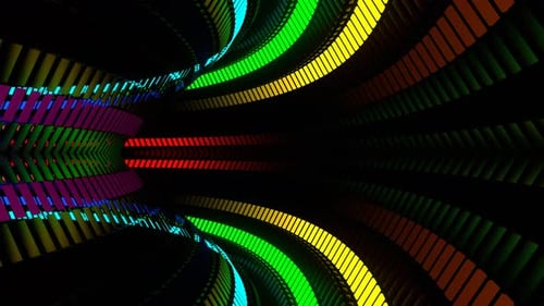 Partial Circular Moving Rainbow Neon Lines Background Vj Loop In 4K
