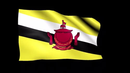 Brunei Darussalam Flag Waving Loop with Realistic Fabric Motion