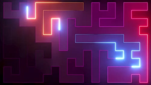 Abstract Neon Lines Maze Pattern Glowing Animation