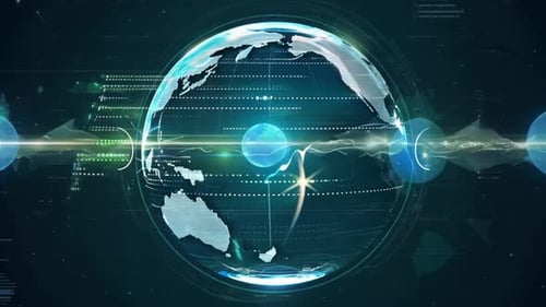 Digitale Erdrotation, globale Netzwerkverbindungstechnologie Digitaler abstrakter Hintergrund