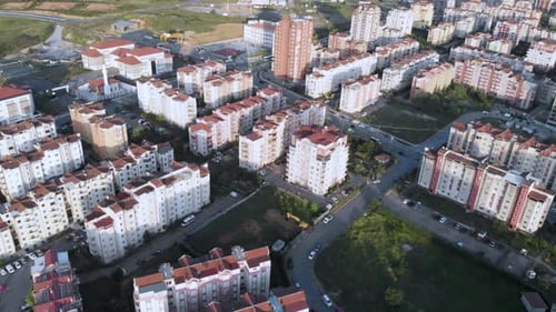 residential buildings with standard design and color in a residential district of Istanbul area
