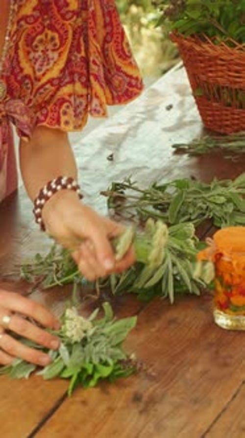 Artful Herbal Arrangement and Preparation of Natural Ingredients for Various Purposes