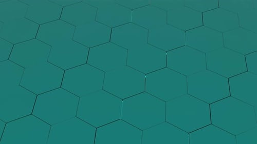 Fondo de panal de abeja con hexágonos 3D abstractos futuristas, color verde azulado