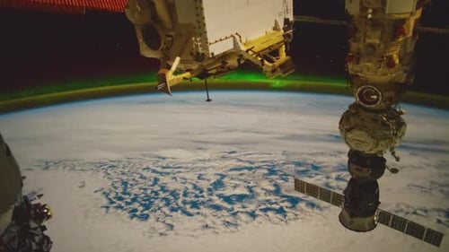 Die Erde vom Weltraumflug über die Erde im Zeitraffer