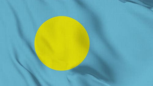 Realistic Fabric Palau National Flag Waving Loop