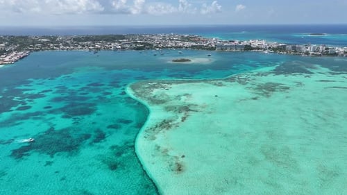 Caribbean Water At San Andres Providencia Y Santa Catalina Colombia. Colombian Caribbean Beach. Blue