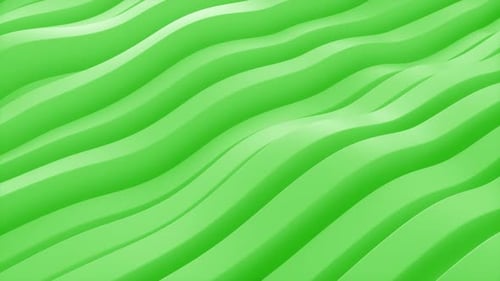 Abstract green wavy lines moving background. 3d loop animation 4k