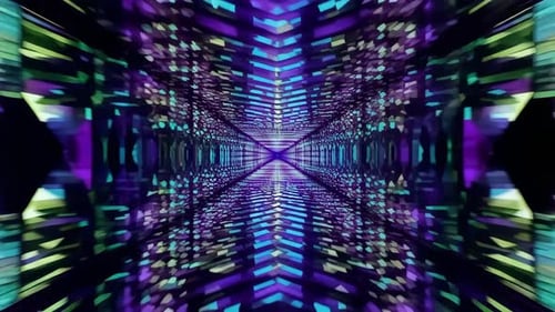 Futuristic Neon Geometric Tunnel Flythrough