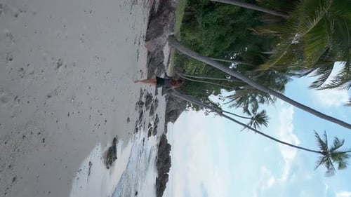 Running Woman on Beach Vertical Video Feel Freedom Spirit Uplifted By Sea Beauty Running Woman Takes