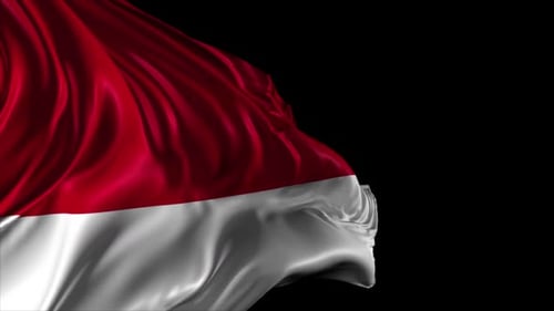 Realistic Waving Red and White Fabric Flag Background