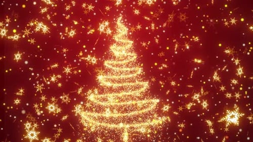 Snowflake And Chrism's Tree Background. Christmas Background Snowflakes Falling. Happy New Year