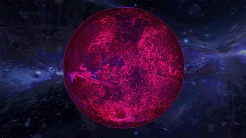 Digitaler Mars, Erde, Planet in roten Farben mit bewegtem Hintergrund.5