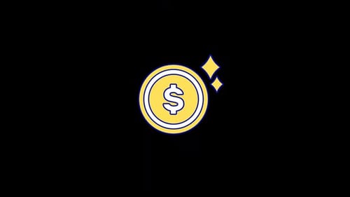 Sparkling Flat Design Dollar Coin Icon