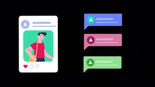 Young Boy Talking With Friends On Social Media Platforms Alpha Channel 4K