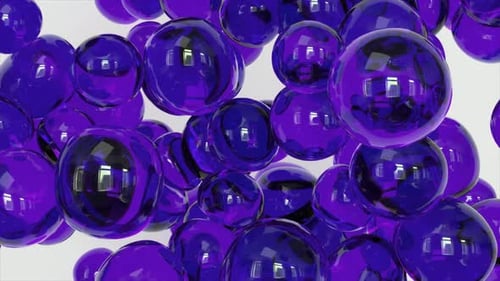 Abstract Multicolored Liquid Drops Gel Violet Bubbles Move on a Light Background and Touch Each