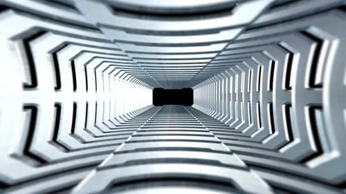 Futuristic Tunnel With Symmetrical Design And Light Reflections