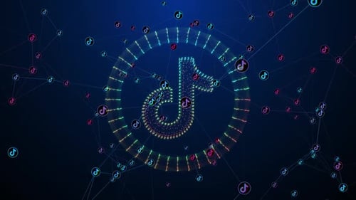 Futuristic Animated TikTok Logo Particle Network Loop