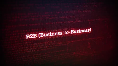 B2B (Business To Business) On Digital Screen Message On Computer Screens V01