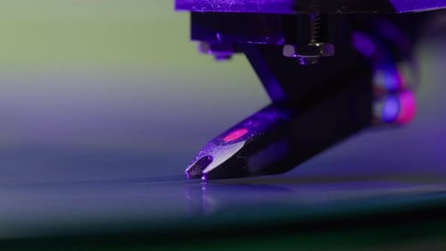 Record Spinning Vinyl Player Record Spinning Spinning Vinyl Turntable Close Up Macro Needle Playing