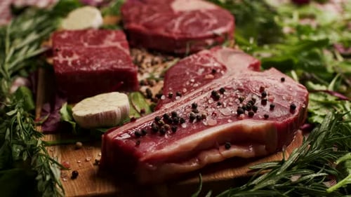 Raw Meat on a Cutting Board