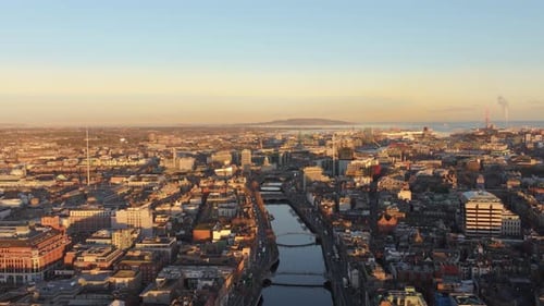 4k Cinematic Drone Footage flying over River Liffey - Co.Dublin - Ireland 02